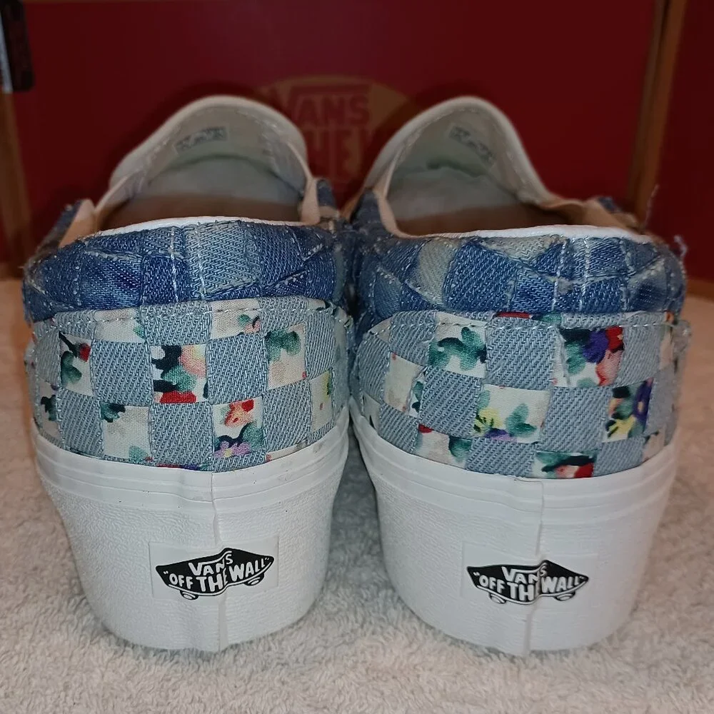 Vans Men's 6.5/Women's 8 Slip On Stacked Woven Floral Platform Shoes VN0A7Q5BB12 - Picture 8 of 12